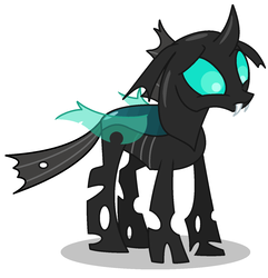 Size: 1350x1400 | Tagged: safe, artist:watermelon changeling, derpibooru exclusive, thorax, changeling, g4, cute, floppy ears, frown, looking down, male, ms paint, sad, simple background, solo, white background