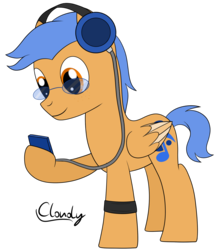 Size: 1278x1470 | Tagged: safe, artist:cloudy95, oc, oc only, oc:major minor, pegasus, pony, headphones, male, simple background, solo, stallion, transparent background
