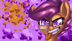 Size: 1920x1080 | Tagged: safe, artist:clayman778, scootaloo, g4, bust, female, portrait, solo, tongue out, wallpaper