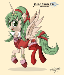 Size: 1512x1776 | Tagged: safe, artist:zsparkonequus, alicorn, manakete, pony, clothes, crossover, female, fire emblem, fire emblem awakening, flying, looking at you, mare, open mouth, ponified, request, requested art, signature, simple background, smiling, tiki (fire emblem)