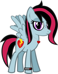Size: 642x816 | Tagged: safe, artist:lightningbolt, derpibooru exclusive, oc, oc only, oc:melancholia, pegasus, pony, g4, .svg available, cutie mark, dyed mane, emo, eyeliner, female, freckles, hair over one eye, jewelry, looking at you, makeup, necklace, panic! at the disco, show accurate, simple background, skunk stripe, smiling, solo, svg, teenager, transparent background, vector, wings, wristband