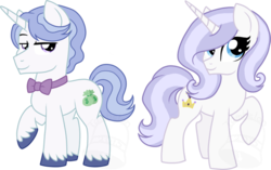 Size: 900x565 | Tagged: safe, artist:tambelon, oc, oc only, oc:crown jewel, oc:rag riches, pony, unicorn, brother and sister, female, male, mare, offspring, parent:fancypants, parent:fleur-de-lis, parents:fancyfleur, siblings, simple background, stallion, transparent background
