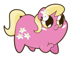 Size: 550x435 | Tagged: safe, artist:coggler, artist:frog&cog, artist:gopherfrog, lily, lily valley, pony, g4, chubbie, female, raised hoof, simple background, smiling, solo, transparent background