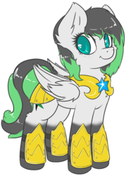 Size: 1721x2315 | Tagged: safe, artist:sapphfyr, oc, oc only, oc:emerald bolt, pegasus, pony, armor, female, mare, solo