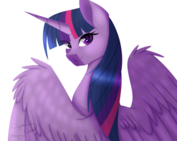 Size: 4000x3200 | Tagged: safe, artist:chaostrical, artist:minelvi, twilight sparkle, alicorn, pony, g4, collaboration, female, simple background, solo, speedpaint, transparent background, twilight sparkle (alicorn)