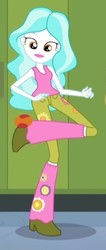 Size: 210x496 | Tagged: safe, screencap, paisley, equestria girls, g4, my little pony equestria girls: rainbow rocks, ball, better than ever, boots, cropped, female, flower, hackeysack, high heel boots, lockers, raised leg, solo