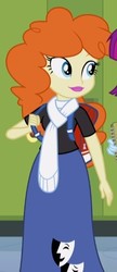 Size: 253x585 | Tagged: safe, screencap, golden hazel, mystery mint, equestria girls, g4, my little pony equestria girls: rainbow rocks, backpack, better than ever, clothes, cropped, lockers, long skirt, notebook, scarf, skirt