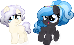 Size: 811x500 | Tagged: safe, artist:tambelon, oc, oc only, oc:ebony glaze, oc:ivory sheen, crystal pony, pony, brother and sister, colt, female, filly, male, offspring, parent:king sombra, parent:oc:opalescent pearl, parents:canon x oc, siblings, simple background, transparent background