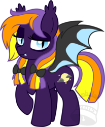 Size: 579x700 | Tagged: safe, artist:tambelon, oc, oc only, oc:witching hour, bat pony, pony, female, mare, obtrusive watermark, solo, watermark
