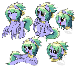 Size: 900x816 | Tagged: safe, artist:tambelon, oc, oc only, oc:fairy tale, pegasus, pony, bandana, female, sketch, sketch dump, solo, watermark