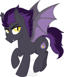 Size: 581x700 | Tagged: safe, artist:tambelon, oc, oc only, oc:night terror, bat pony, pony, bat pony oc, male, simple background, solo, stallion, transparent background, watermark