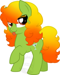 Size: 561x700 | Tagged: safe, artist:tambelon, oc, oc only, oc:olive garnish, earth pony, pony, female, mare, solo, tongue out, watermark