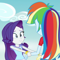 Size: 678x680 | Tagged: safe, edit, edited screencap, screencap, fluttershy, rainbow dash, rarity, equestria girls, g4, my little pony equestria girls: legend of everfree, bracelet, camp everfree outfits, cute, error, female, jewelry, lip bite