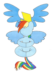 Size: 705x1000 | Tagged: safe, artist:akayuki, rainbow dash, g4, female, no face, simple background, sitting, solo, spread wings, white background, wonderbolts logo