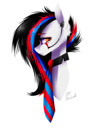 Size: 1837x2317 | Tagged: safe, artist:huirou, oc, oc only, oc:huirou lazuli, pegasus, pony, bust, earpiece, female, mare, necktie, portrait, simple background, solo, transparent background