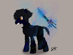 Size: 1024x768 | Tagged: safe, artist:littlewolfjake, pony, crossover, final fantasy, final fantasy xv, noctis lucis caelum, ponified, sword, weapon