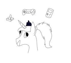 Size: 2980x2672 | Tagged: safe, artist:amateur-draw, princess luna, gamer luna, g4, 1000 hours in ms paint, controller, game boy, high res, ms paint, ponytail