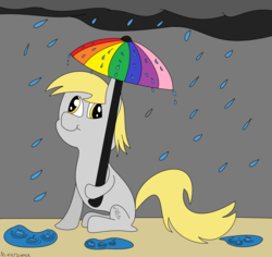 Size: 3592x3384 | Tagged: safe, artist:amateur-draw, derpy hooves, pegasus, pony, g4, 1000 hours in ms paint, female, high res, mare, ms paint, puddle, rain, umbrella