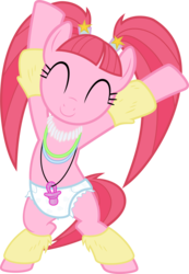 Size: 3000x4335 | Tagged: safe, alternate version, artist:sollace, derpibooru exclusive, pacific glow, pony, g4, the saddle row review, bipedal, cute, dancing, diaper, diaper fetish, female, glowstick, high res, jewelry, leg warmers, necklace, non-baby in diaper, pacifier, rave diaper, show accurate, simple background, solo, transparent background, vector