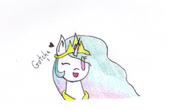 Size: 663x420 | Tagged: dead source, safe, artist:solvandus, princess celestia, alicorn, pony, g4, cute, cutelestia, female, heart, looking at you, mare, one eye closed, simple background, solo, traditional art, transparent background, wink