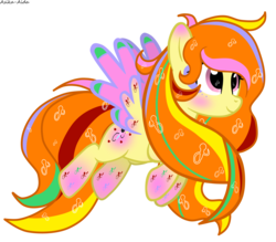 Size: 4058x3557 | Tagged: safe, artist:asika-aida, oc, oc only, oc:lemon dream, pegasus, pony, female, high res, mare, rainbow power, simple background, solo, transparent background