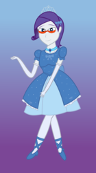 Size: 700x1250 | Tagged: safe, artist:disty dusk, rarity, equestria girls, g4, ballerina, ballet slippers, clothes, crossdressing, dress, elusive, equestria guys, evening gloves, glasses, gloves, heart eyes, jewelry, long gloves, male, rule 63, smiling, solo, tiara