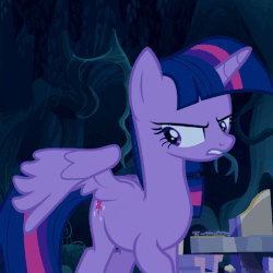 Size: 507x508 | Tagged: safe, screencap, spike, twilight sparkle, alicorn, dragon, pony, g4, the cutie re-mark, animated, annoyed, female, flapping, floppy ears, frown, gif, glare, hoof hold, lidded eyes, looking back, looking down, male, mare, night, open mouth, raised hoof, solo focus, spread wings, surprised, talking, twilight sparkle (alicorn), wide eyes