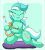 Size: 505x558 | Tagged: safe, artist:vavacung, lyra heartstrings, pony, unicorn, g4, :3, animated, cushion, cute, eyes closed, female, gif, kneeling, lyrabetes, lyre, music notes, musical instrument, open mouth, solo, strumming, vavacung is trying to murder us