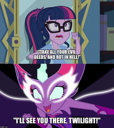 Size: 800x899 | Tagged: safe, edit, edited screencap, screencap, sci-twi, twilight sparkle, equestria girls, g4, my little pony equestria girls: legend of everfree, dr jekyll and mr hyde, image macro, lyrics, meme, midnight sparkle, song reference, text