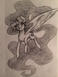 Size: 1024x1365 | Tagged: safe, artist:m8rquise, princess luna, g4, photo, spread wings, traditional art