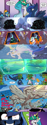 Size: 1262x3330 | Tagged: safe, idw, princess celestia, princess luna, queen chrysalis, soarin', spitfire, alicorn, changeling, pegasus, pony, g4, princess twilight sparkle (episode), the crystalling, to where and back again, twilight's kingdom, spoiler:comic, spoiler:guardians of harmony, female, mare, speech bubble, the worf effect