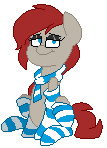 Size: 107x148 | Tagged: safe, artist:befishproductions, oc, oc only, oc:ponepony, animated, chibi, clothes, commission, eyeshadow, gif, makeup, one eye closed, pixel art, scarf, simple background, socks, solo, striped socks, tongue out, transparent background, wink