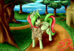 Size: 2160x1500 | Tagged: safe, artist:swiftriff, oc, oc only, oc:sunny days, pegasus, pony, clothes, female, mare, solo