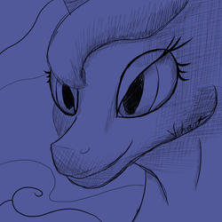 Size: 1000x1000 | Tagged: safe, artist:vchart920, princess luna, alicorn, pony, g4, female, monochrome, sketch, solo