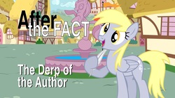 Size: 1600x900 | Tagged: safe, artist:mlp-silver-quill, derpy hooves, pegasus, pony, after the fact, equestria daily, g4, after the fact:the derp of the author, derpy day, derpy day 2017, female, ponyville, quill, solo, title card