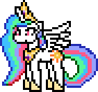 Size: 141x132 | Tagged: safe, artist:mega-poneo, princess celestia, pony, g4, female, mare, mega man (series), megapony, pixel art, simple background, solo, sprite, transparent background