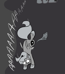 Size: 666x761 | Tagged: safe, artist:egophiliac, nightmare moon, princess luna, moonstuck, g4, ask, dark woona, falling, filly, grayscale, lunar map, monochrome, nightmare woon, tumblr, woona, woonoggles, younger
