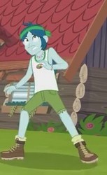 Size: 192x313 | Tagged: safe, screencap, captain planet, equestria girls, g4, my little pony equestria girls: legend of everfree, boots, clothes, male, scared, shorts, socks, solo