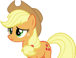 Size: 4386x3349 | Tagged: safe, artist:ironm17, applejack, earth pony, pony, g4, viva las pegasus, cowboy hat, female, hat, high res, sad, simple background, solo, transparent background, vector