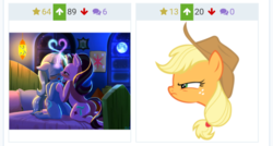 Size: 540x289 | Tagged: safe, artist:phoenixperegrine, artist:tardifice, edit, screencap, applejack, starlight glimmer, trixie, pony, unicorn, semi-anthro, derpibooru, g4, no second prances, anatomically incorrect, angry, bed, bedroom, bedroom eyes, blushing, bust, butt, cutie mark, duo, duo female, eyes closed, female, floppy ears, full moon, glowing, glowing horn, heart, horn, incorrect leg anatomy, juxtaposition, juxtaposition win, kissing, kneeling, lesbian, magic, mare, meme, meta, moon, night, open mouth, pillow, plot, portrait, ship:startrix, shipping, simple background, starlight's room, stars, underhoof, vector, window