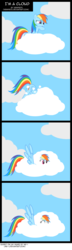 Size: 1200x4140 | Tagged: dead source, safe, artist:veggie55, rainbow dash, pegasus, pony, g4, beep beep, cloud, comic, cute, dashabetes, female, high res, mare, silly, silly pony, solo