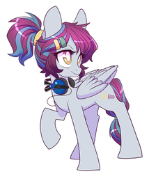 Size: 684x800 | Tagged: safe, artist:lolopan, oc, oc only, oc:aerial soundwaves, pegasus, pony, female, headphones, mare, solo, white pupils
