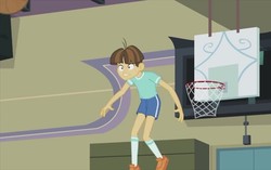 Size: 762x480 | Tagged: safe, screencap, wiz kid, equestria girls, g4, my little pony equestria girls: friendship games, basketball, basketball net, clothes, shoes, shorts