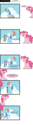 Size: 1845x6919 | Tagged: dead source, safe, artist:veggie55, pinkie pie, rainbow dash, earth pony, pegasus, pony, g4, cloud, comic, didn't think this through, female, fourth wall, high res, pinkie being pinkie, simple background, transparent background