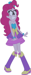 Size: 2756x6559 | Tagged: safe, artist:darksoul46, pinkie pie, equestria girls, g4, absurd resolution, boots, bracelet, clothes, dress, faic, fall formal outfits, female, hat, high heel boots, jewelry, scared, simple background, sleeveless, solo, strapless, top hat, transparent background