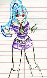 Size: 1241x2034 | Tagged: safe, artist:elgatosabio, sonata dusk, equestria girls, g4, clothes, female, lined paper, midriff, off shoulder, red eyes, solo, traditional art