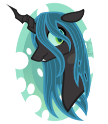 Size: 969x1110 | Tagged: safe, artist:tuppkam1, queen chrysalis, changeling, changeling queen, pony, g4, bust, female, portrait, smiling, solo