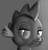 Size: 2009x2108 | Tagged: safe, artist:itsthinking, spike, dragon, g4, bust, gradient background, gray background, grayscale, high res, lidded eyes, male, monochrome, portrait, simple background, smiling, smug, solo