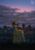 Size: 838x1200 | Tagged: safe, artist:margony, oc, oc only, pony, unicorn, art trade, female, fence, grass field, looking at you, mare, ponyville, scenery, smiling, solo