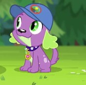 Size: 174x171 | Tagged: safe, screencap, spike, spike the regular dog, dog, equestria girls, g4, my little pony equestria girls: legend of everfree, cap, cropped, hat, looking up, low quality, male, smiling, solo